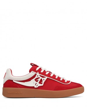 Men's Naked Wolfe Palm Trainers Red Australia | O6L-7033