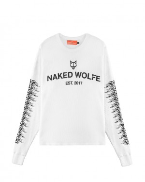 Men's Naked Wolfe Thermal Sweatshirts White Australia | P1G-9865