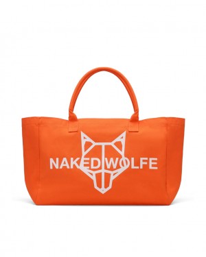 Women's Naked Wolfe Canvas Tote Bag Bags Orange Australia | C3W-6476