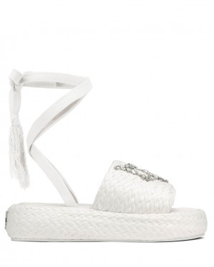 Women's Naked Wolfe Surf Raffia Sandals White Australia | B5Y-6774