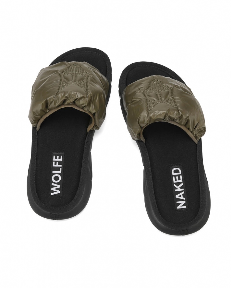 Men's Naked Wolfe Coasting Slides Khaki Australia | P9N-7409