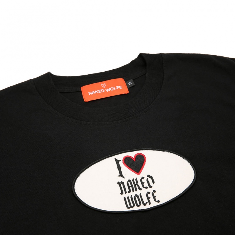 Men's Naked Wolfe I Love T Shirts Black Australia | R7S-0662