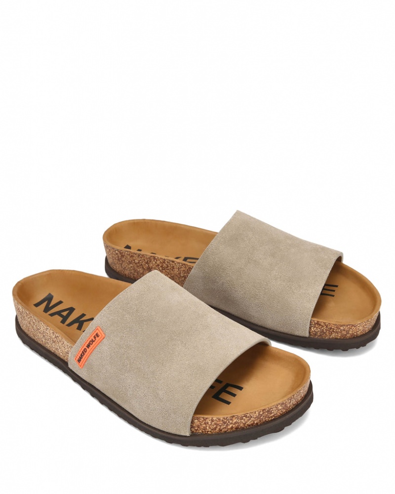 Men's Naked Wolfe Moody Slides Grey Australia | G8X-7126