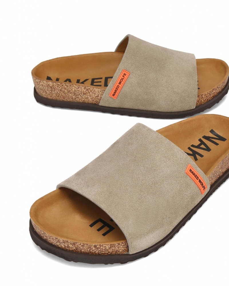 Men's Naked Wolfe Moody Slides Grey Australia | G8X-7126