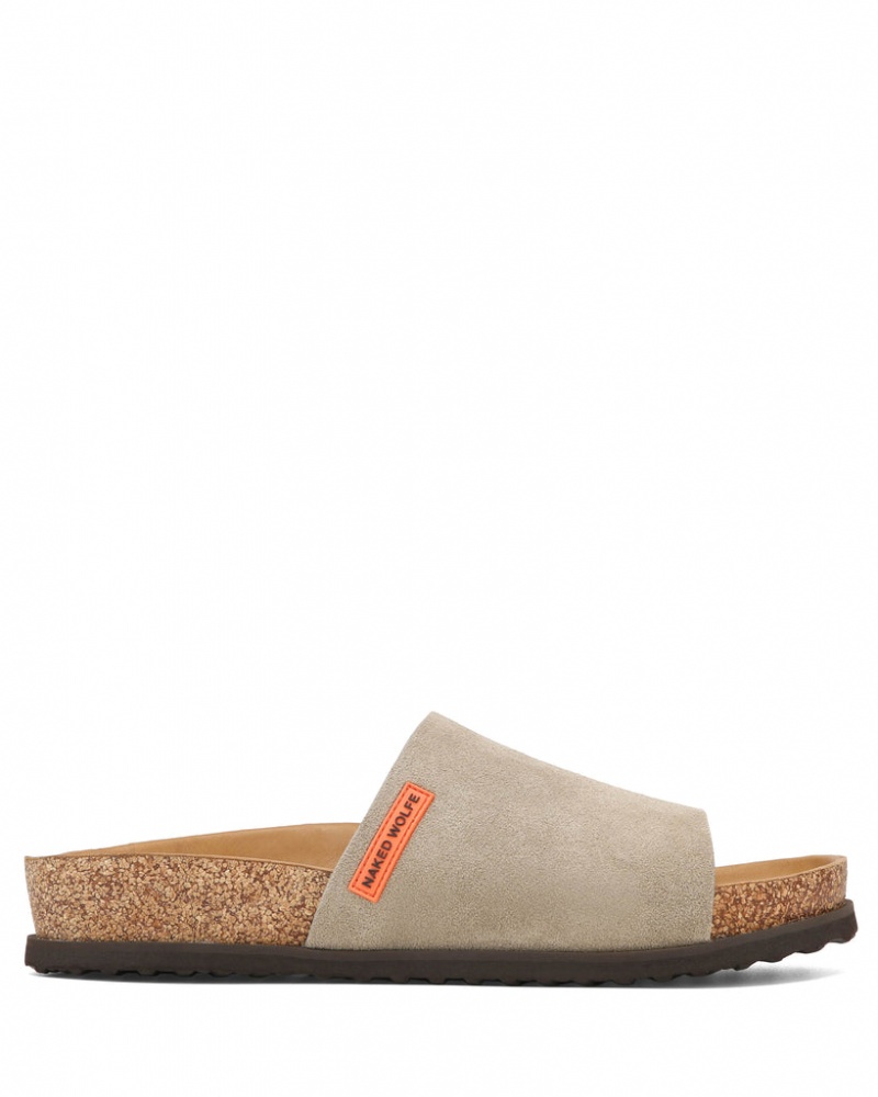 Men\'s Naked Wolfe Moody Slides Grey Australia | G8X-7126