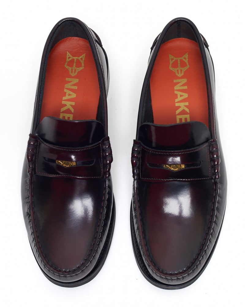 Men's Naked Wolfe Riviera Box Loafers Burgundy Australia | K9E-4328