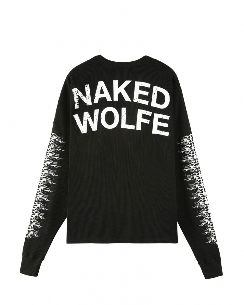 Men's Naked Wolfe Thermal Sweatshirts Black Australia | R2K-8162