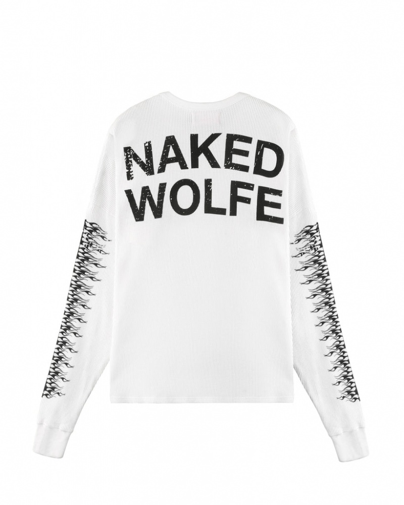 Men's Naked Wolfe Thermal Sweatshirts White Australia | P1G-9865