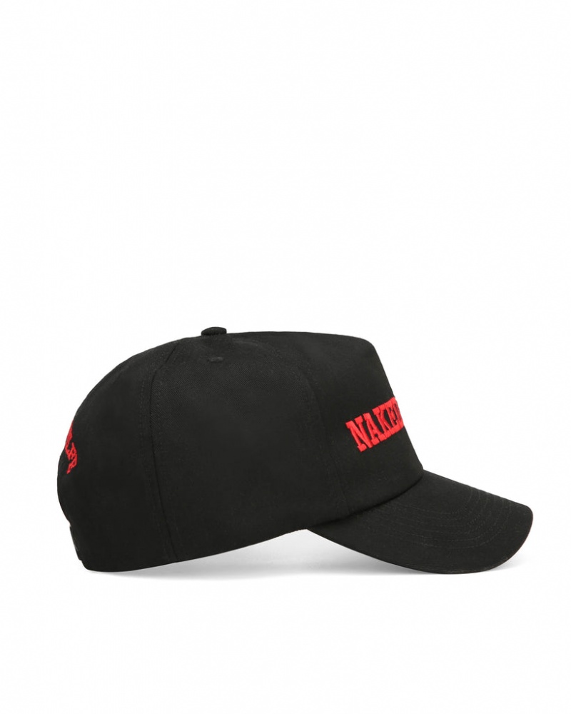 Men's Naked Wolfe Varsity Unconstructed Cap Hats Black / Red Australia | E6E-3569