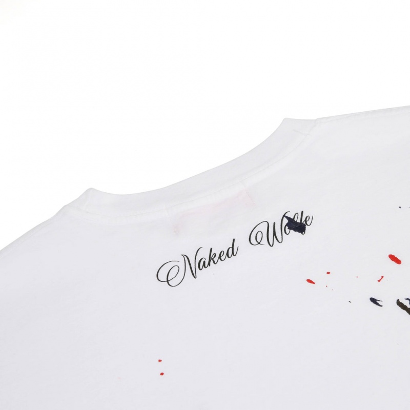 Men's Naked Wolfe Wolfe Paint Splatter T Shirts White Australia | U4E-5492