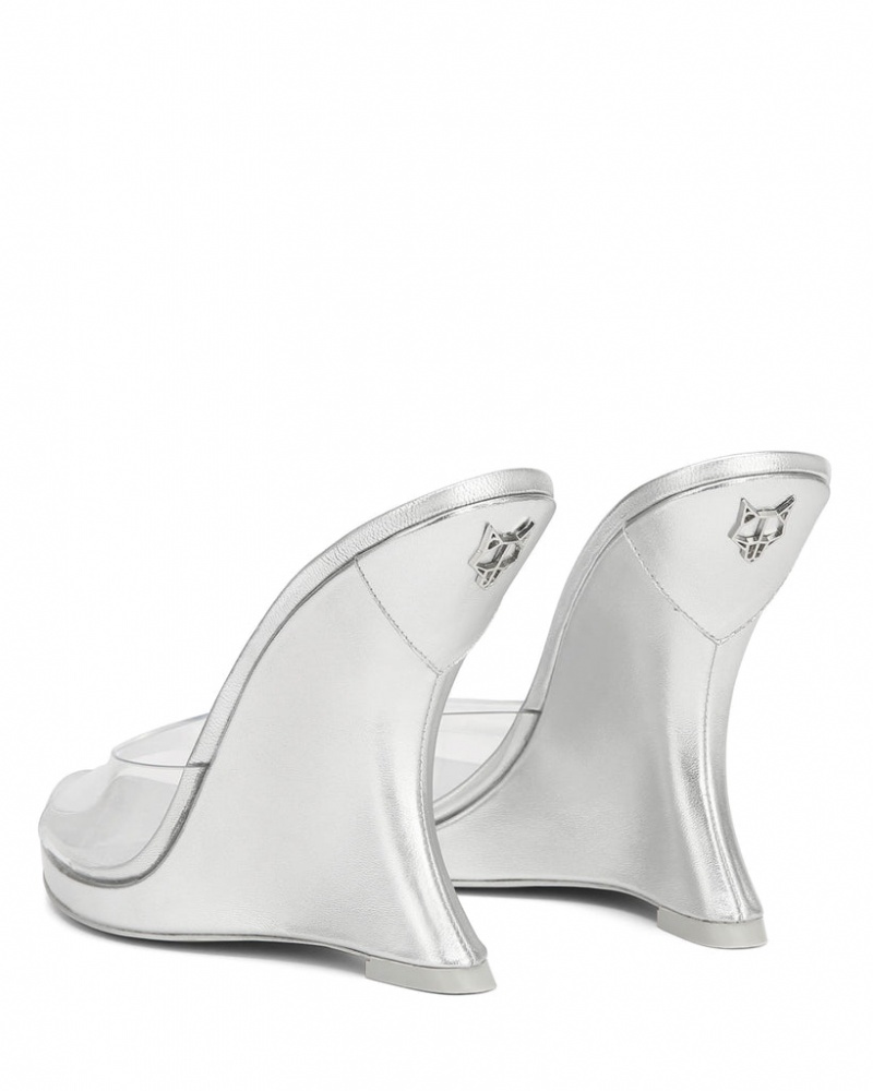 Women's Naked Wolfe Anaconda Heels Silver Australia | T6S-5317