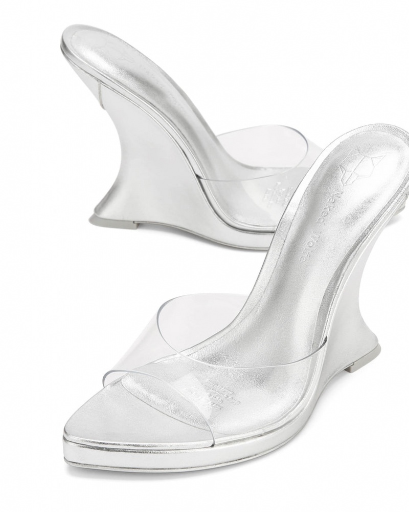 Women's Naked Wolfe Anaconda Heels Silver Australia | T6S-5317