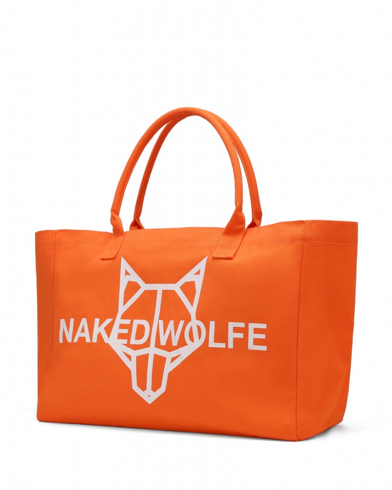 Women's Naked Wolfe Canvas Tote Bag Bags Orange Australia | C3W-6476