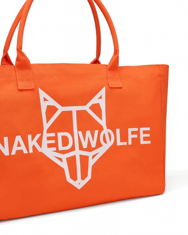 Women's Naked Wolfe Canvas Tote Bag Bags Orange Australia | C3W-6476