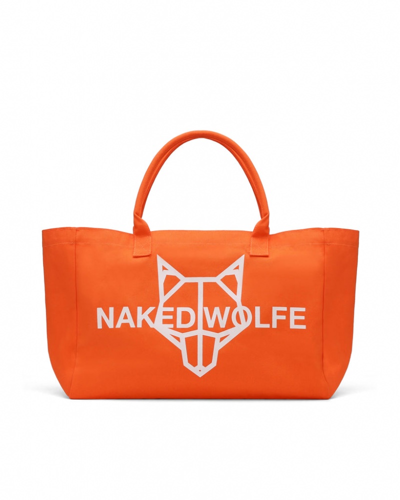 Women\'s Naked Wolfe Canvas Tote Bag Bags Orange Australia | C3W-6476