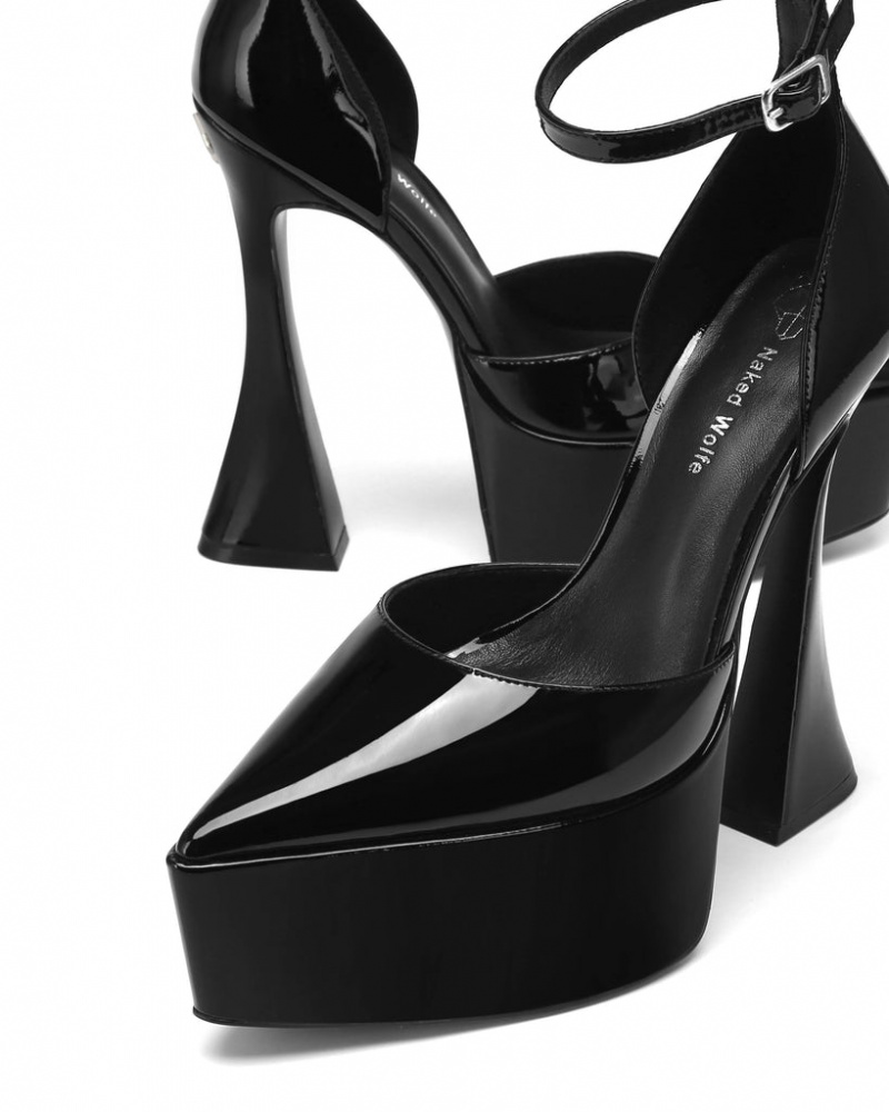 Women's Naked Wolfe Daria Patent Heels Black Australia | V0U-1426