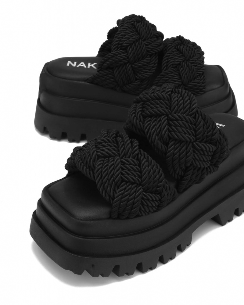 Women's Naked Wolfe Drama Rope Sandals Black Australia | M7K-5162