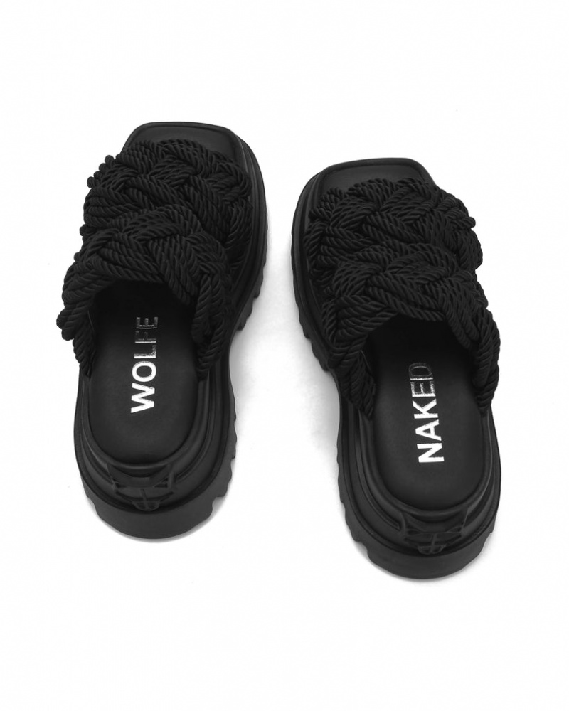 Women's Naked Wolfe Drama Rope Sandals Black Australia | M7K-5162