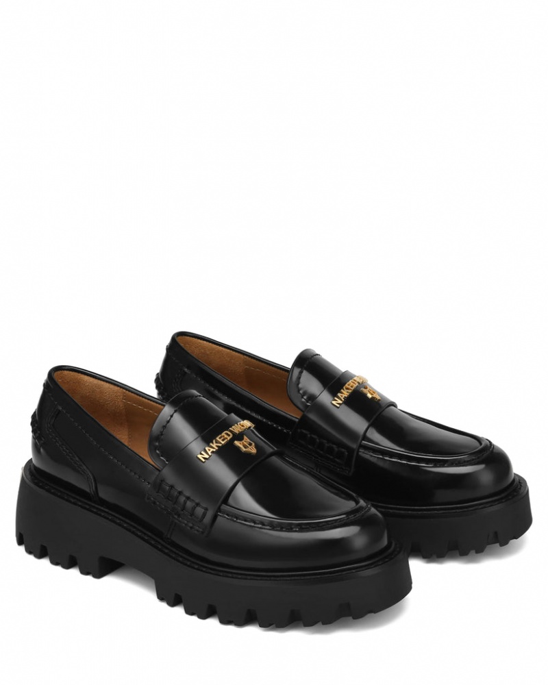 Women's Naked Wolfe Flawed Box Loafers Black Australia | V6W-5215