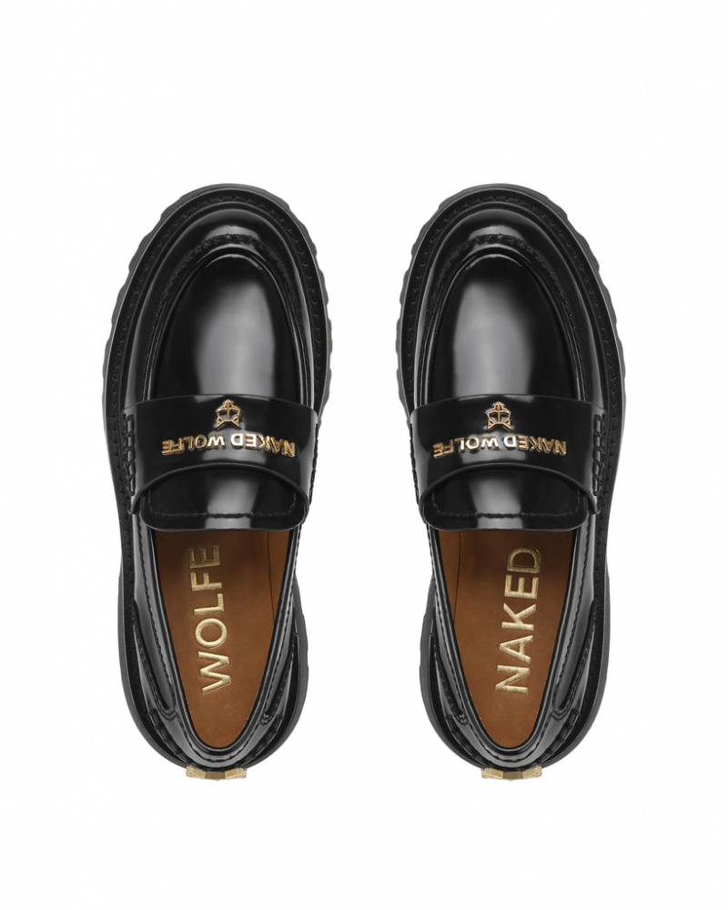 Women's Naked Wolfe Flawed Box Loafers Black Australia | V6W-5215