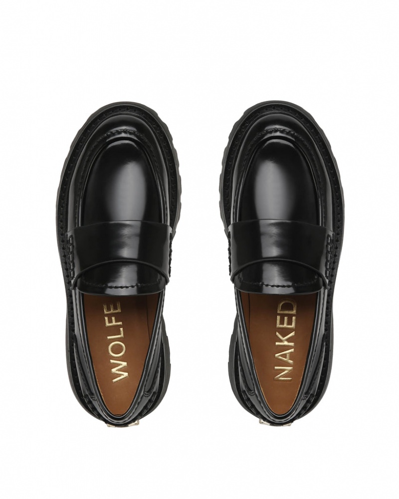 Women's Naked Wolfe Flawless Box Loafers Black Australia | P9U-3298