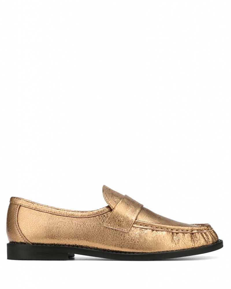 Women\'s Naked Wolfe Goldie Foil Sheep Loafers Gold Australia | C5M-4988