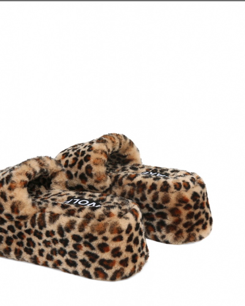 Women's Naked Wolfe Ivy Shearling Print Sandals Leopard Australia | I9J-8952