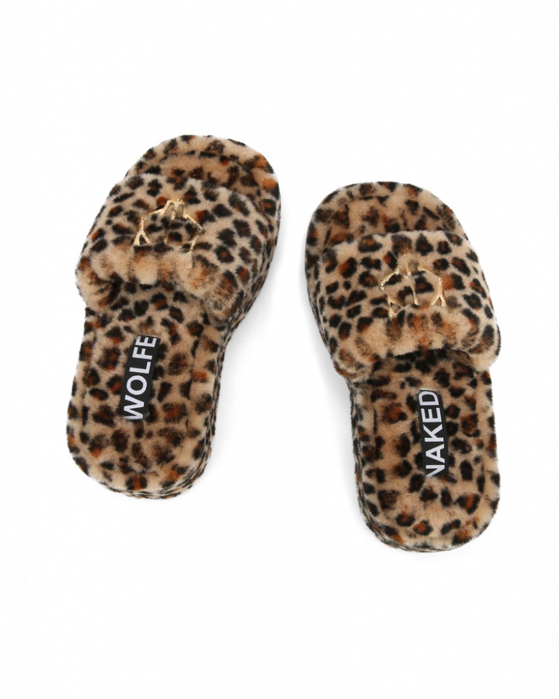 Women's Naked Wolfe Ivy Shearling Print Sandals Leopard Australia | I9J-8952