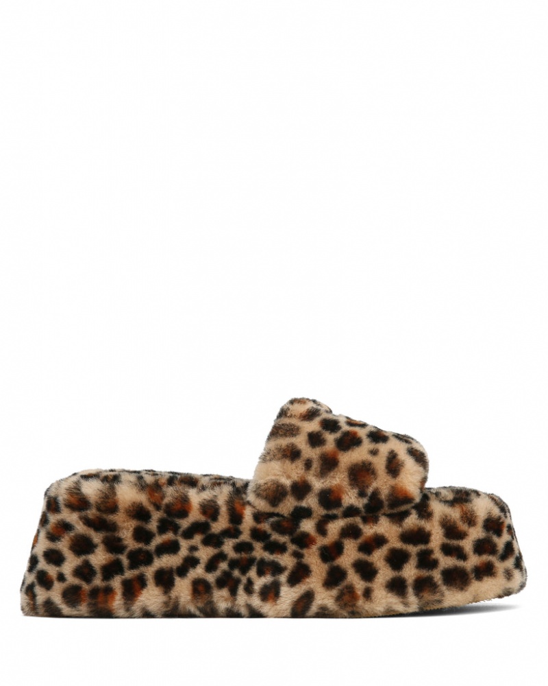 Women\'s Naked Wolfe Ivy Shearling Print Sandals Leopard Australia | I9J-8952