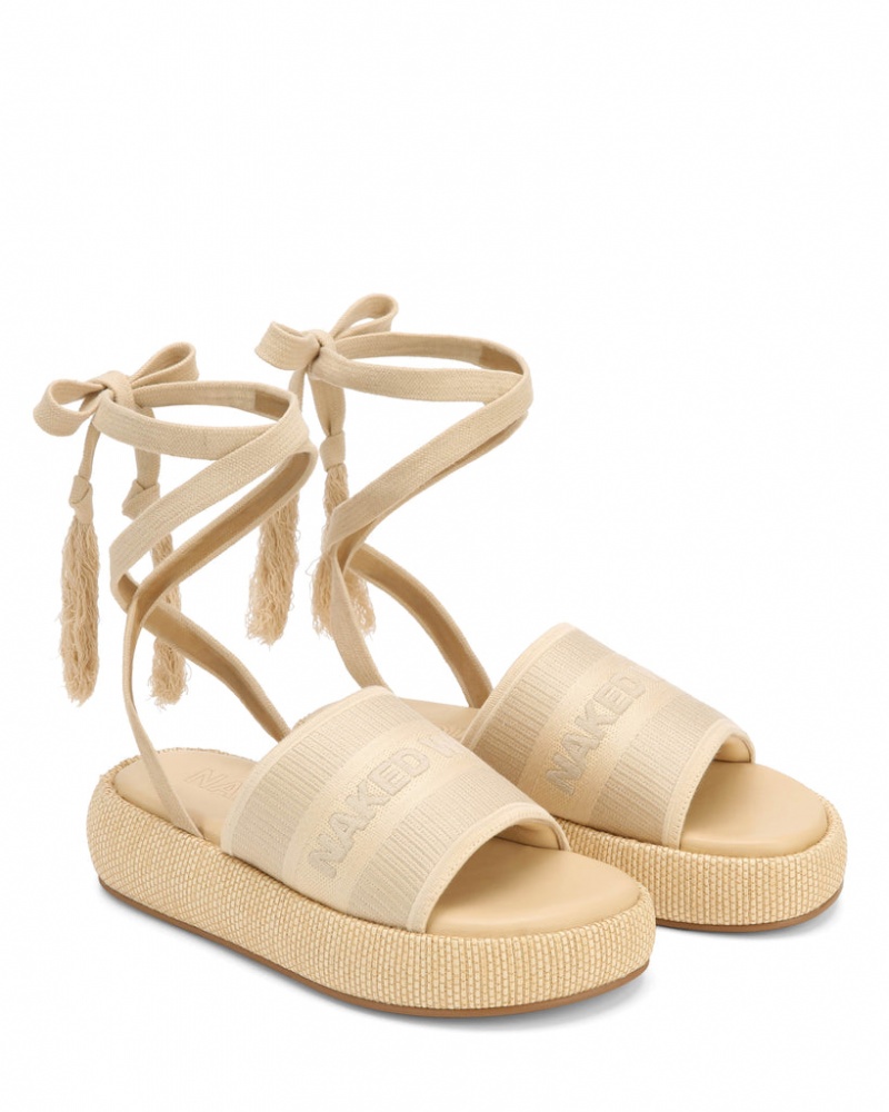 Women's Naked Wolfe Surf Raffia Sandals Beige Australia | R4C-3419