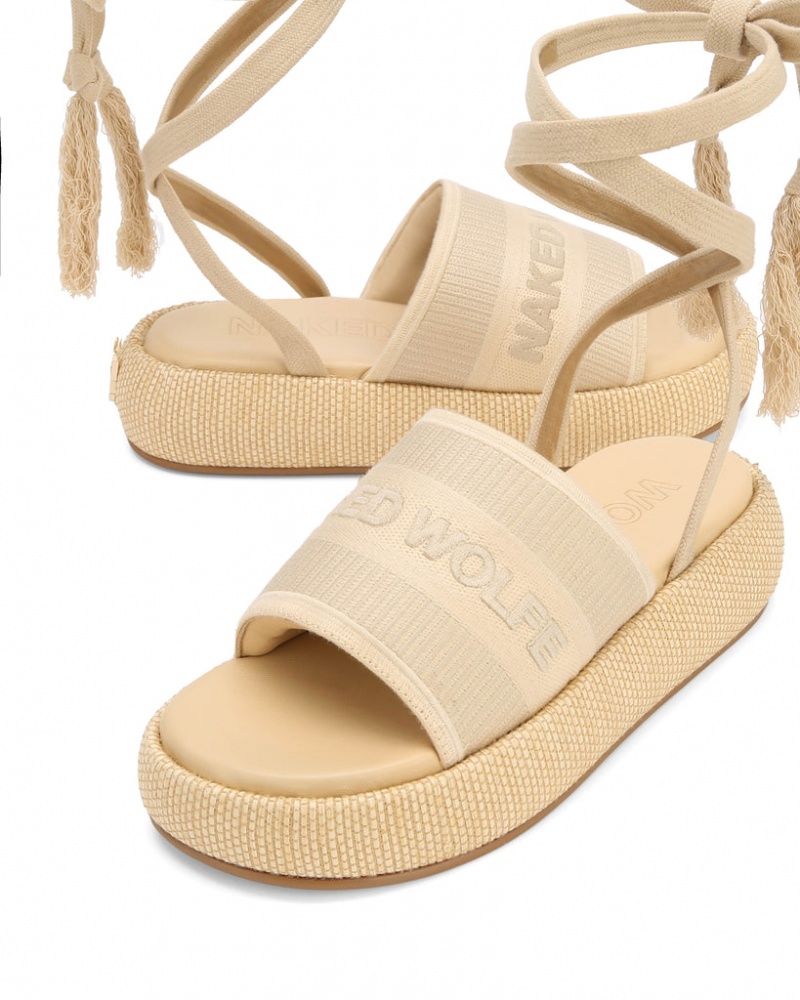 Women's Naked Wolfe Surf Raffia Sandals Beige Australia | R4C-3419