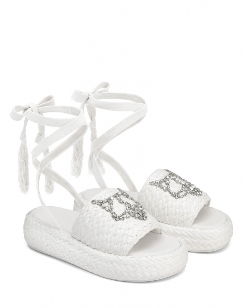 Women's Naked Wolfe Surf Raffia Sandals White Australia | B5Y-6774