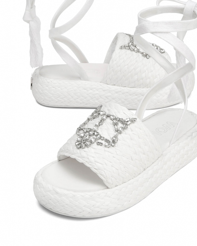 Women's Naked Wolfe Surf Raffia Sandals White Australia | B5Y-6774