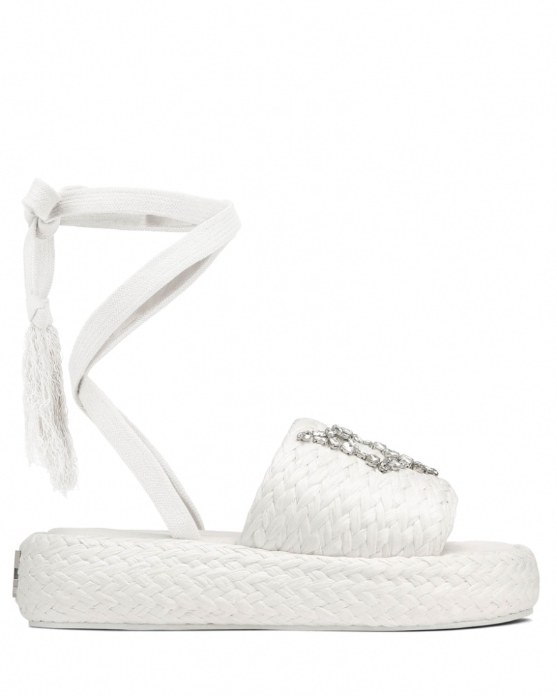 Women\'s Naked Wolfe Surf Raffia Sandals White Australia | B5Y-6774